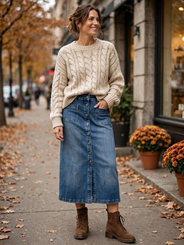 Denim button front midi - denim,