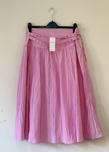 Pink midi skirt size - m&s,