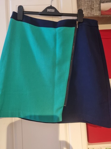 Green and navy skirt - &,