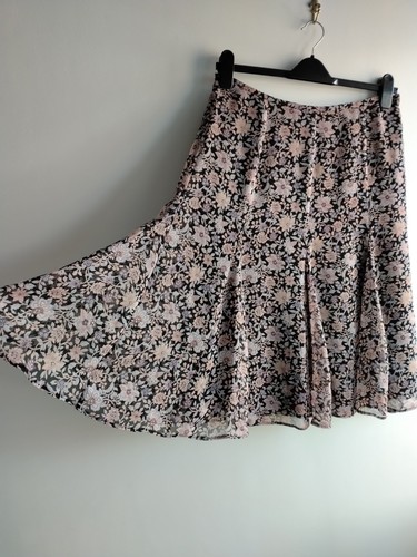 Floral flared chiffon - flared, skirt