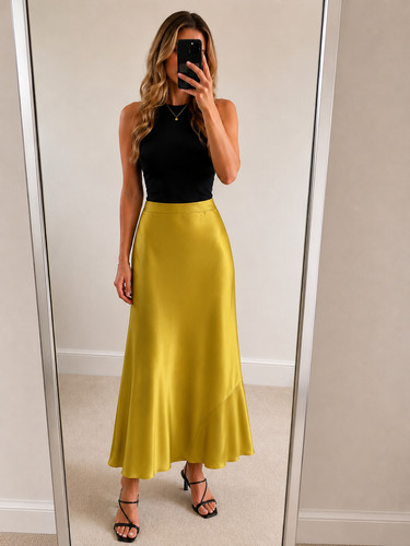Satin maxi skirt size - m&s,