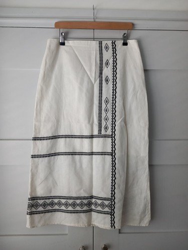 White linen aztec - white,