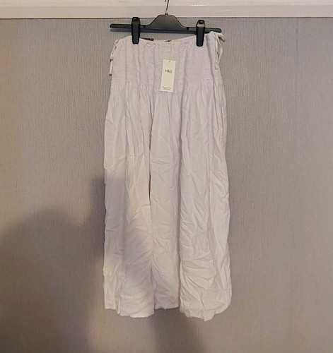 White linen rich shirred - white,