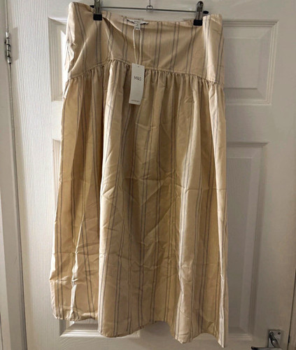 Beige striped midi a line - striped,